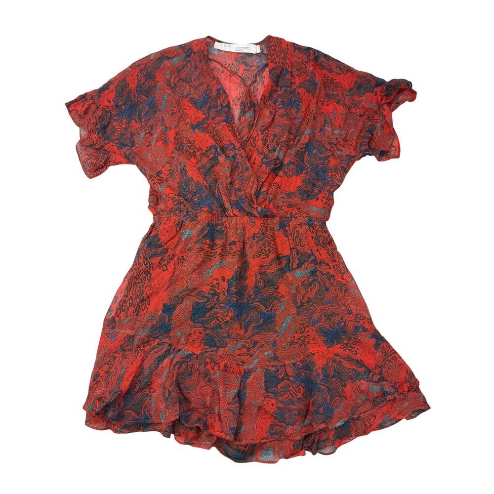 IRO Kizz Chiffon Dress Dress Size 4 Red / Blue - Picture 3 of 6